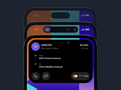 CabOn - Dynamic Island interaction design for a taxi application animation application design cab app dynamic island ios mobile app mobile app design mobile application motion design motion graphics product design taxi app ui uxui mobile design