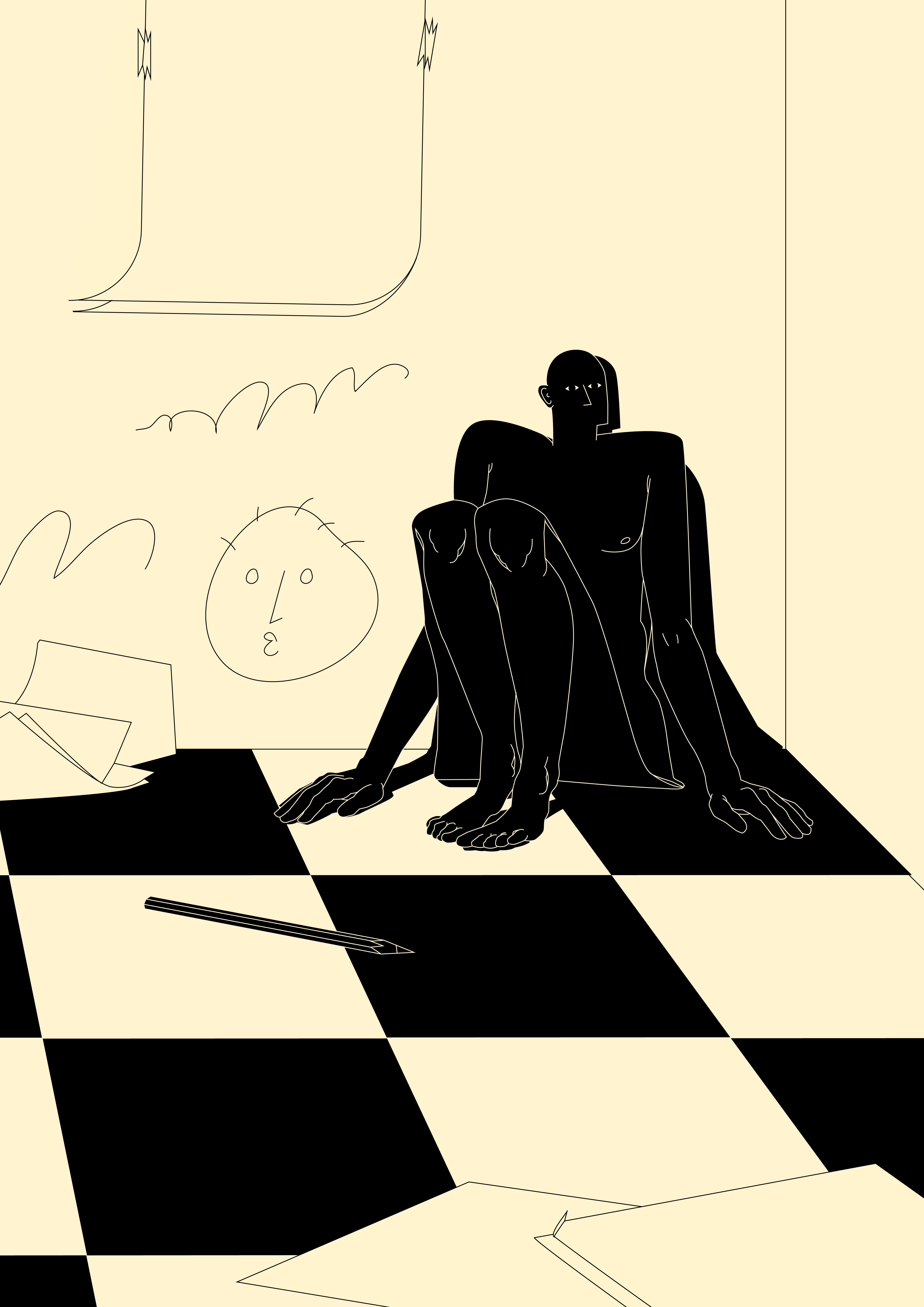 Paper thin abstract composition conceptual illustration cover design dual meanin g editorial editorial illustration emotions illustration inner world metaphor minimal mood paper thin philosophy psychology spirited ma thin