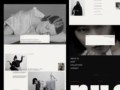 Rus — Editorial Luxury Fashion Brand Website Design About Page about page black and white ecommerce editorial elegant fashion brand fashion website high fashion landing page luxury luxury website minimalist product website shopify typography ui ui design web design website website design