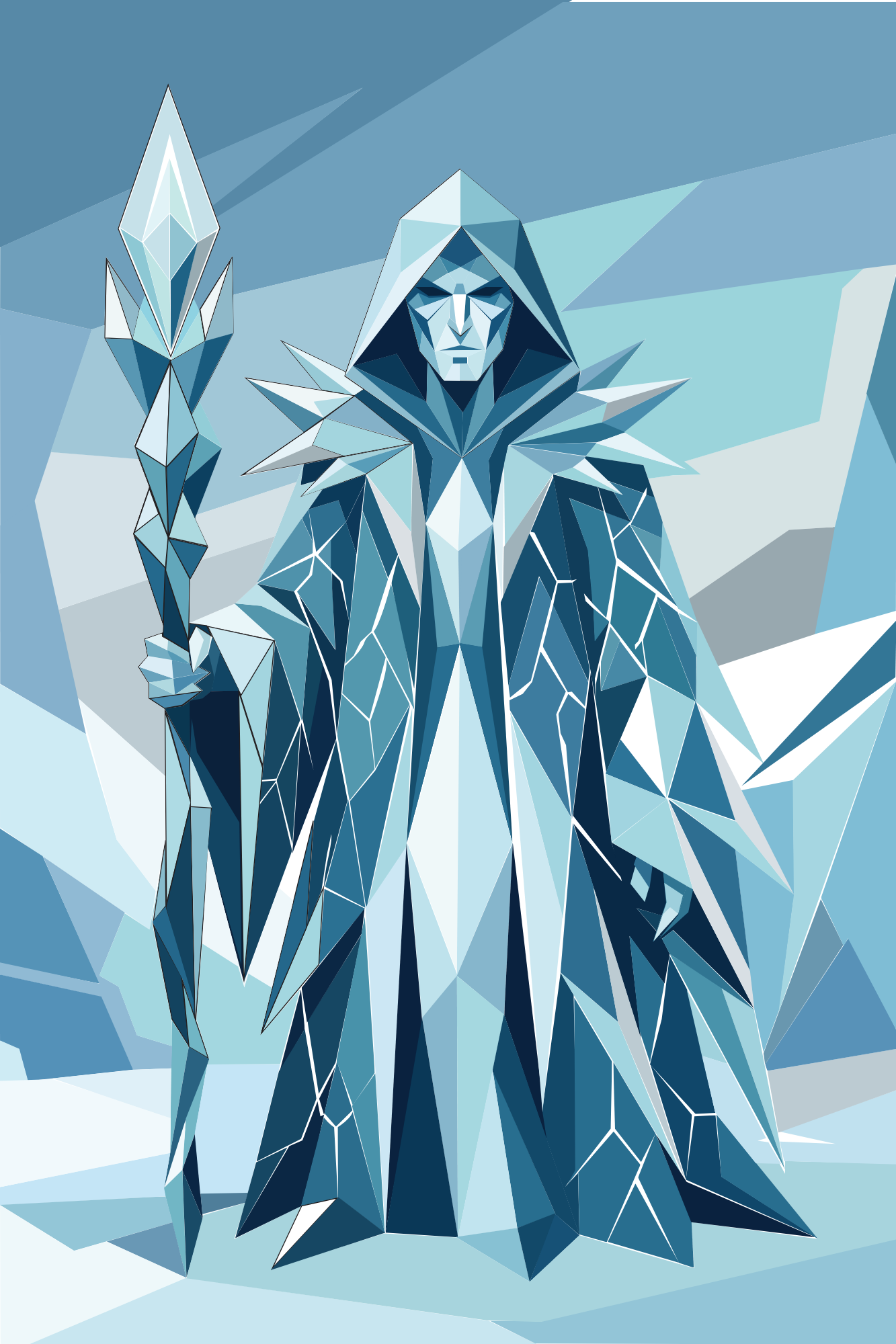 Glacius : The Frozen Sovereign adobeillustrator characterdesign design digitalart dribbble dribbblecommunity fantasyart gameart illustration lowpoly vectorillustration
