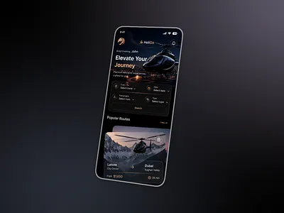 Private Helicopter Service App Interface