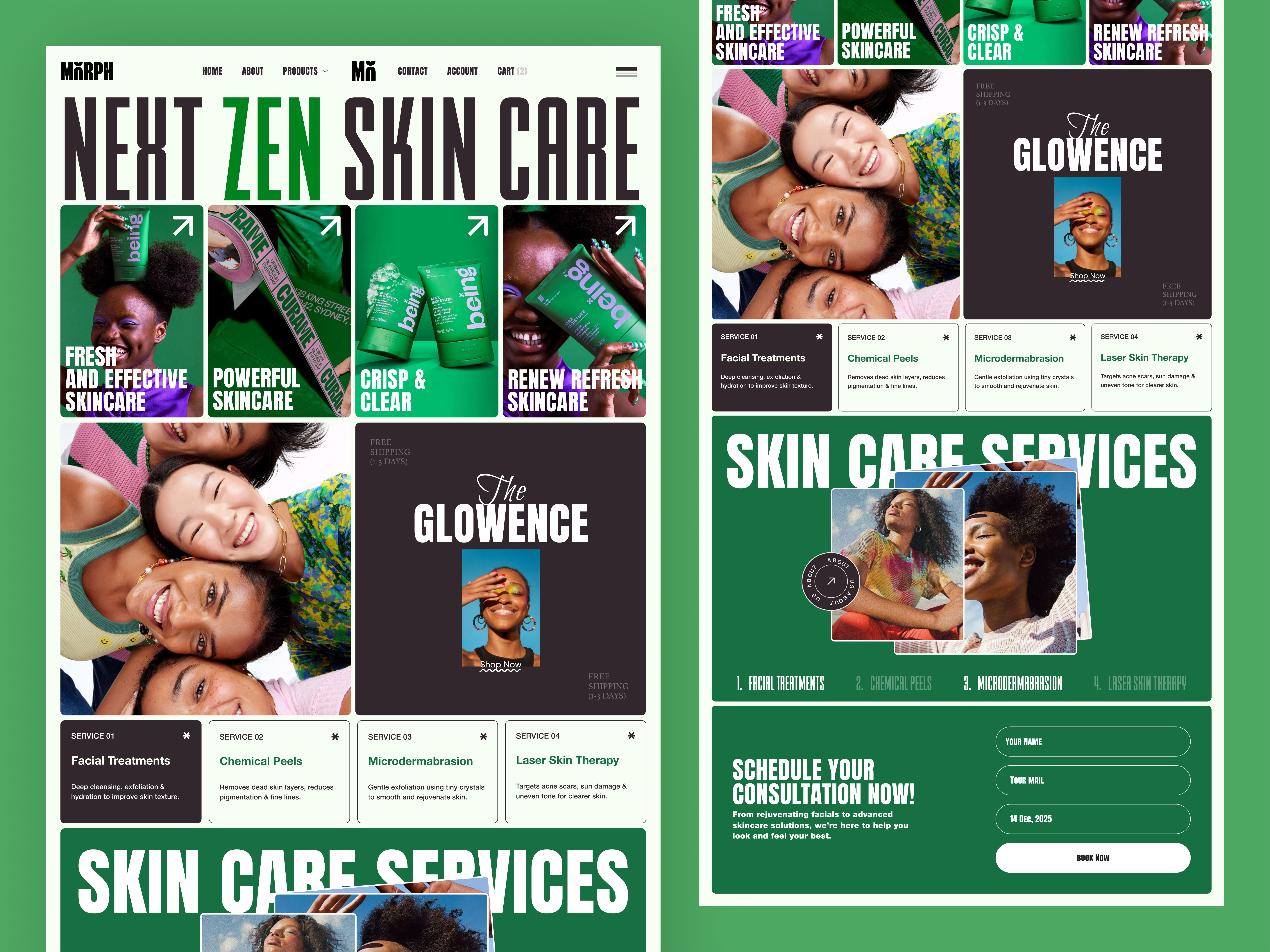 Skincare E-Commerce Landing Page UI Design ✦ Marph