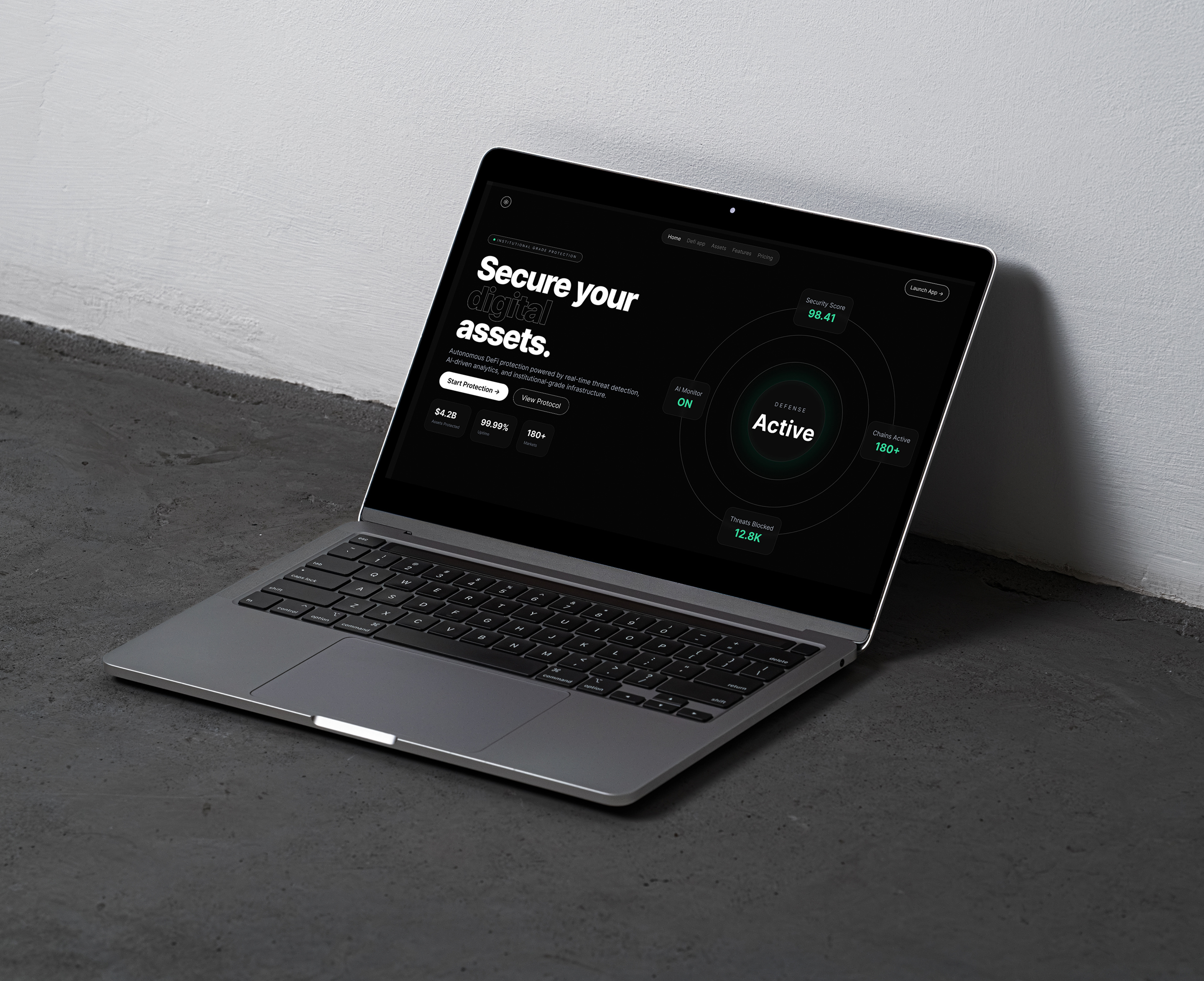 DeFi Security Landing Page UI branding cryptoui dashboard figmadesign fintech design home page landingpagedesign saas security uidesign uiux uxdesign webdesign