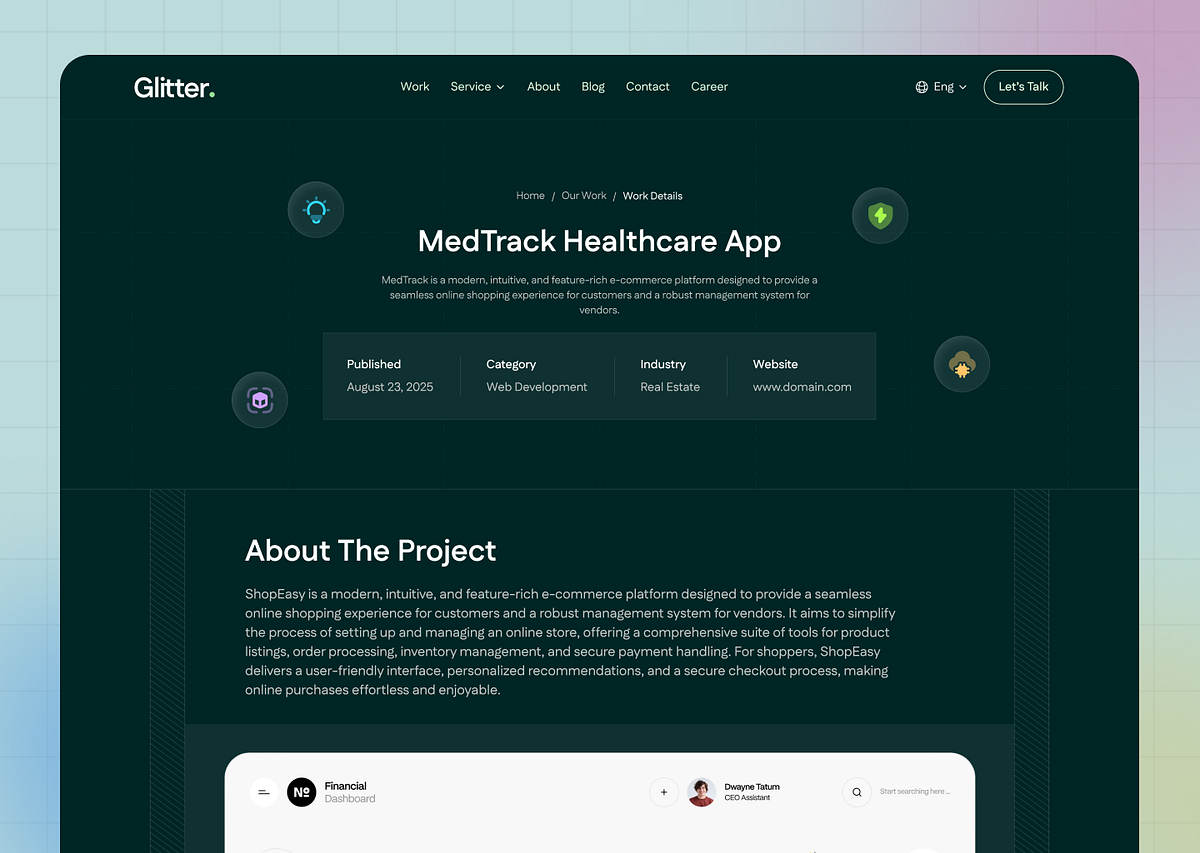 Project Details Page in Website Design UI