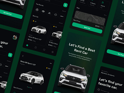 Car Rental App Concept app booking car buy car car app car rent car rent service darkmode design interface luxury car rent mobile rent rent a car rent app rental app toyota transport ui ux