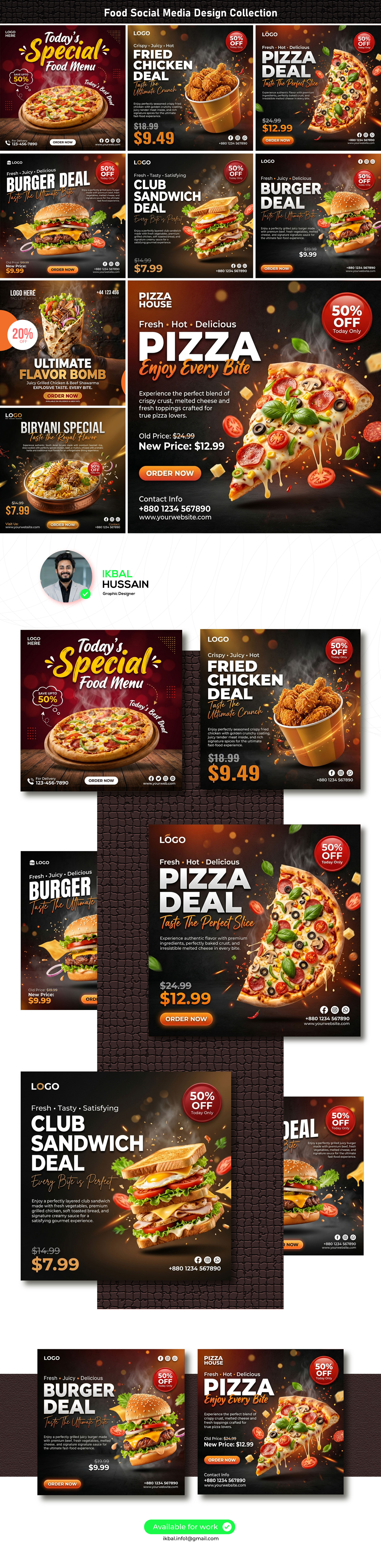 Food Social Media Design Collection behance portfolio burger promotion facebook ad design fast food template food design food marketing graphic design instagram post design pizza advertisement restaurant banner restaurant social media social media design