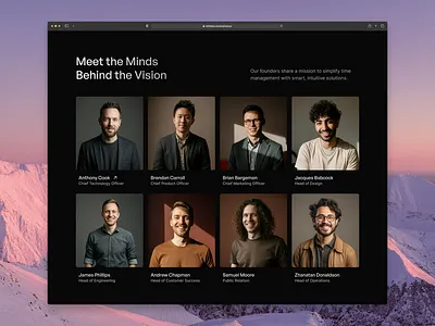 Team Section Website Design about us page dark mode saas website startup website team section ui design ux design website design