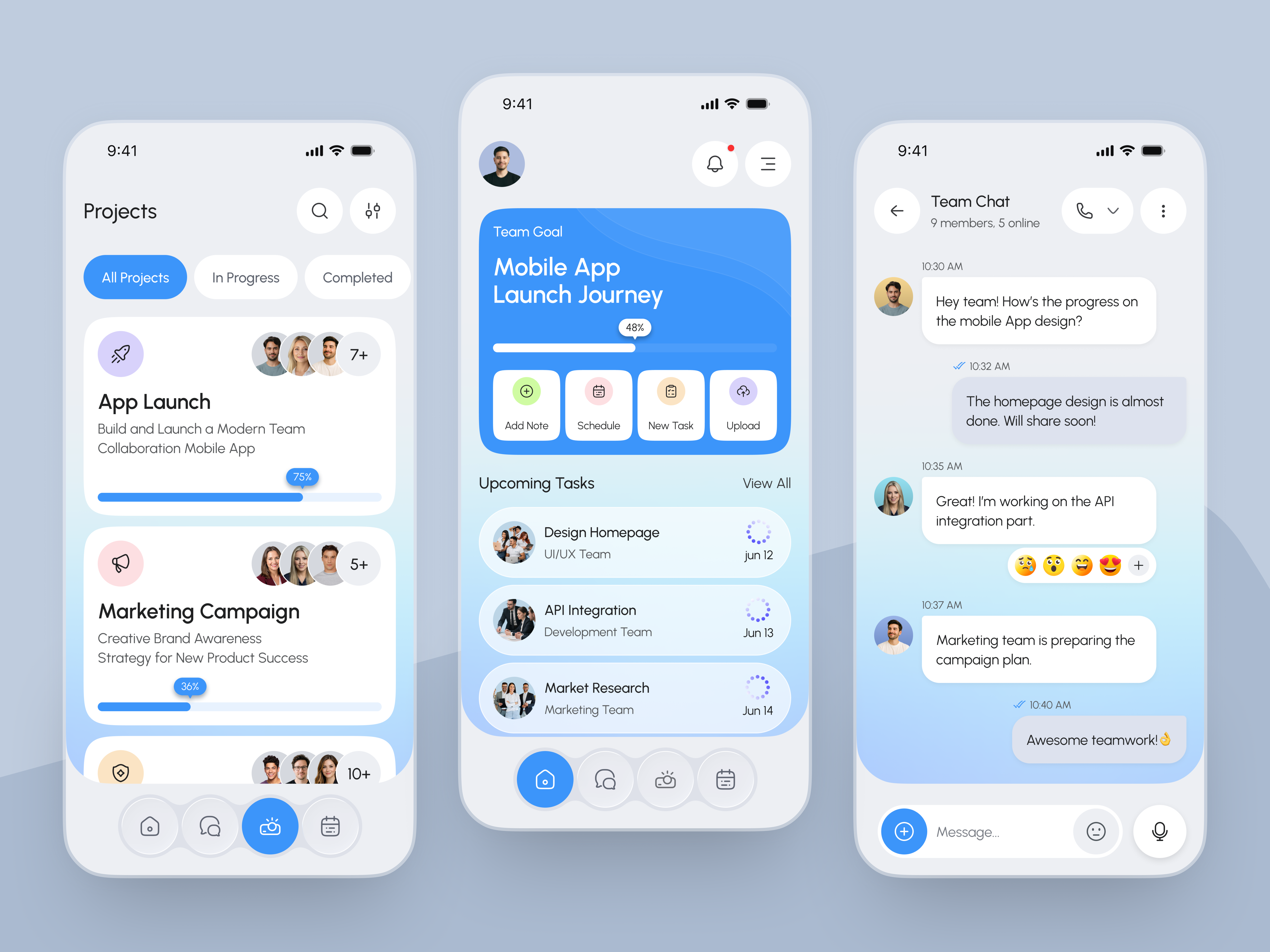 Employee Productivity App UI app design business app employee productivity mobile app mobile app mobile app design mobile ui productivity app project management project tracker saas design task management team chat app uiux user interface web workflow management
