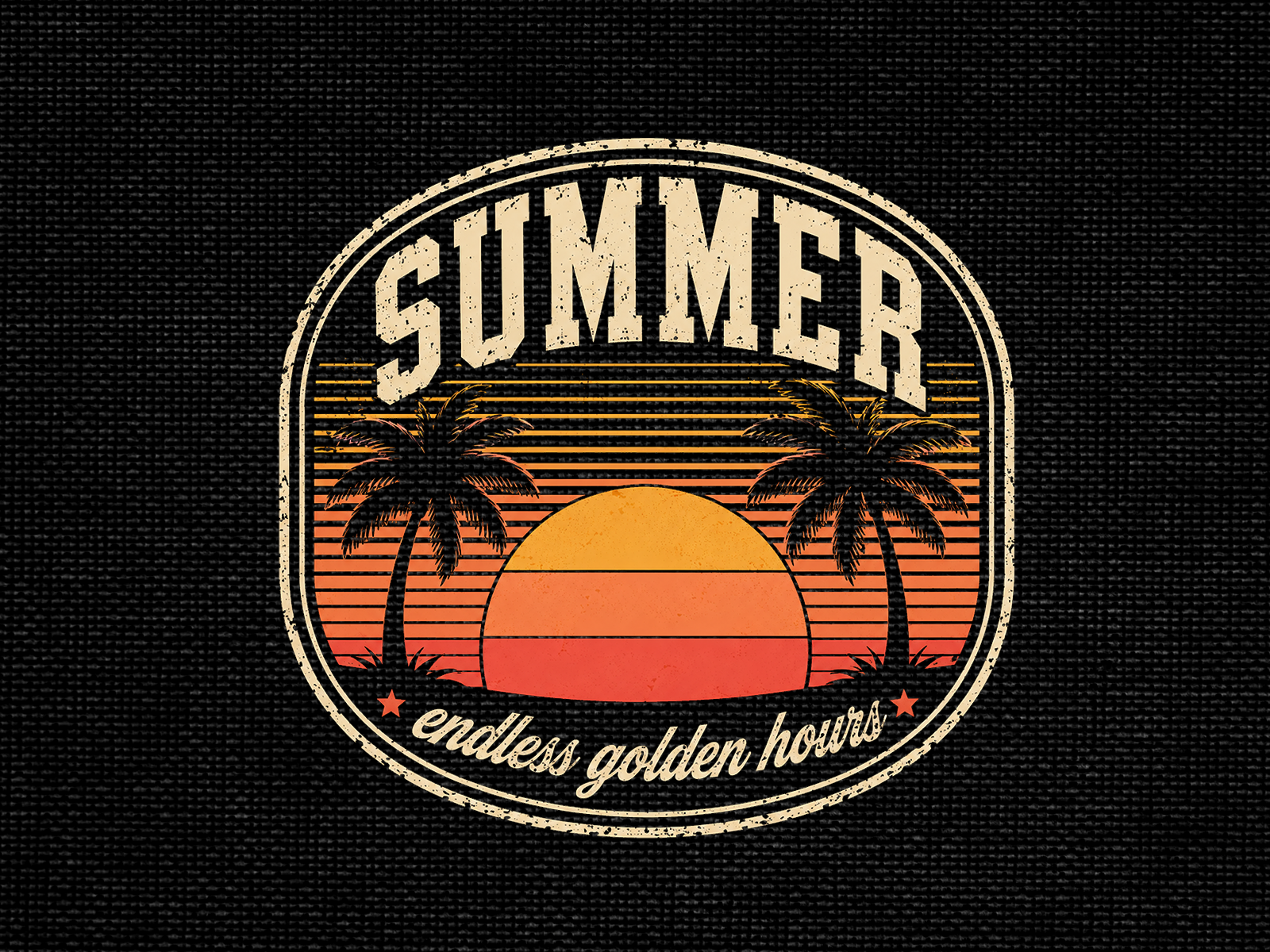 Vintage Summer Badge T-Shirt Graphic apparel graphic badge design merch design palm trees retro summer sunset t shirt design typography vintage design