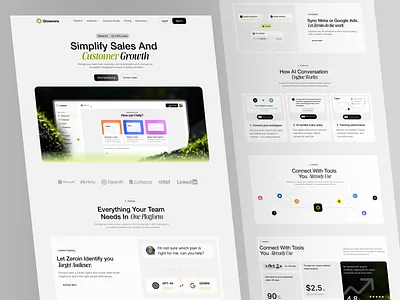 Growvora Conversion-Focused SaaS Full Landing v2 ai ai saas chat ai dashboard ui digital product framer hilf al hilf al llc interface minimal modern website product design saas saas ai saas design startup ui ux visual website design