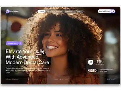 Dentiva – Modern Dental Care Landing Page UI Design appointment booking branding creative design dental dental clinic dental website design figma healthcare healthcare website landing page medical landing page medical ui modern ui ui ui design uiux ux design web design website design