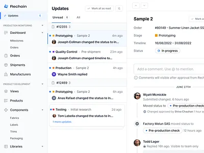 Updates & Notifications Page blue details pane fashion production app figma light mode list minimal notifications product design saas tabs tiles ui ui design updates ux ui web