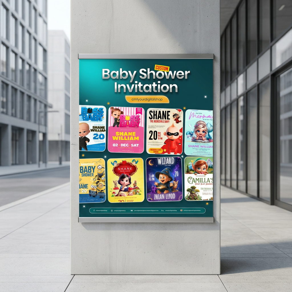 Baby Shower Invitation Printables Showcase banner design branding branding poster design design banner graphic design photoshop poster banner poster design social media banner