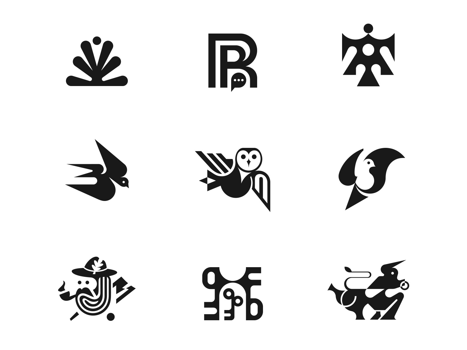 Symbols 1–9 / 2026 analoglogo animallogo logo logomark logopack negativespace patrykbelc symbol vectorlogo