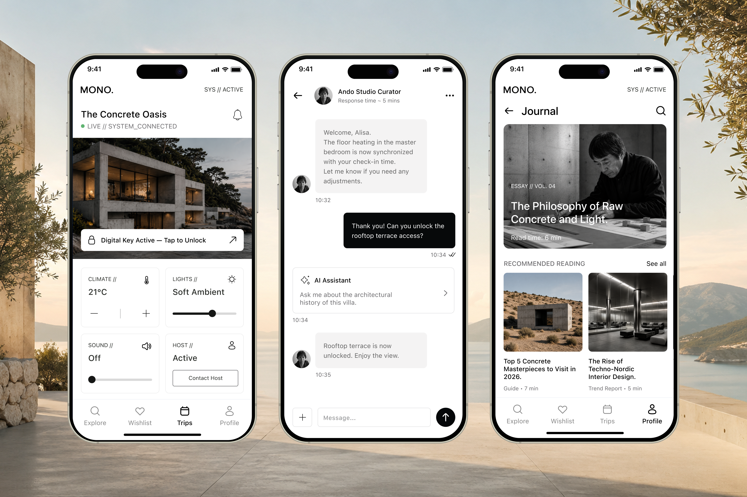 MONO — Brutalist Architecture Booking App Concept