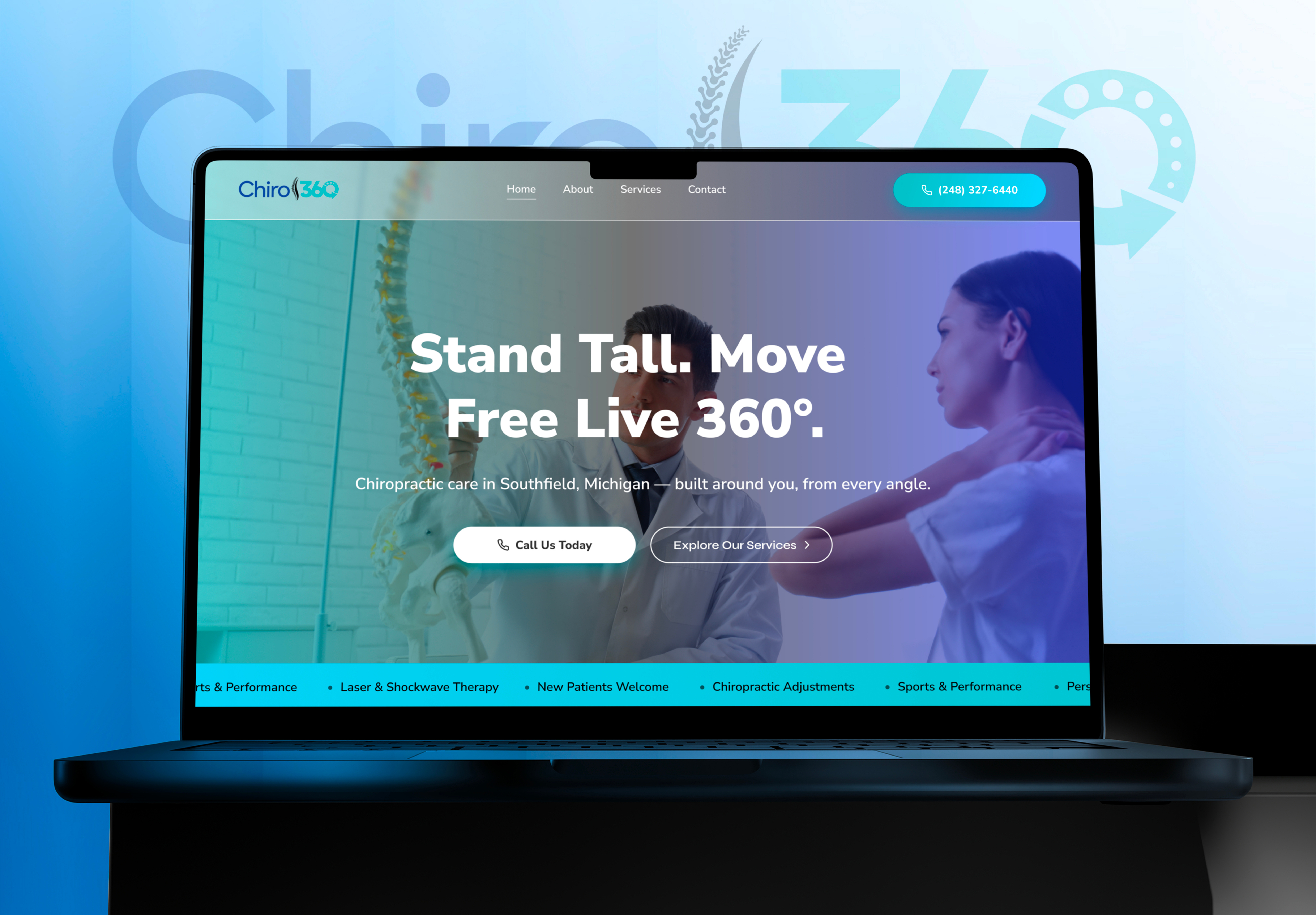 Chiro 360 | Chiropractic Clinic Website UI/UX chiropractic clinic website dribbble figma health healthcare medical medical ux patient dashboard ui ui design uiux user experience user interface ux ux design web design website website design wellness platform