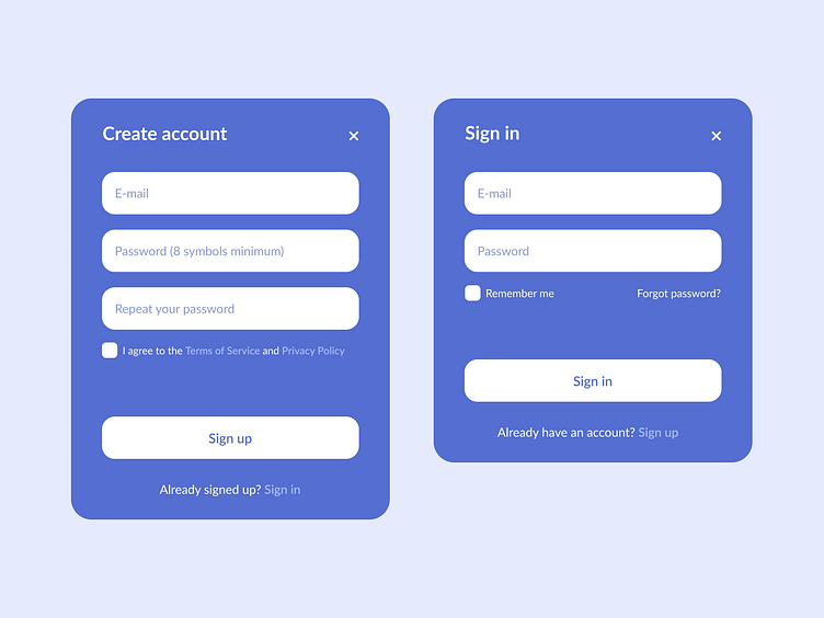 Sign up and Sign in by Maria Djagileva on Dribbble