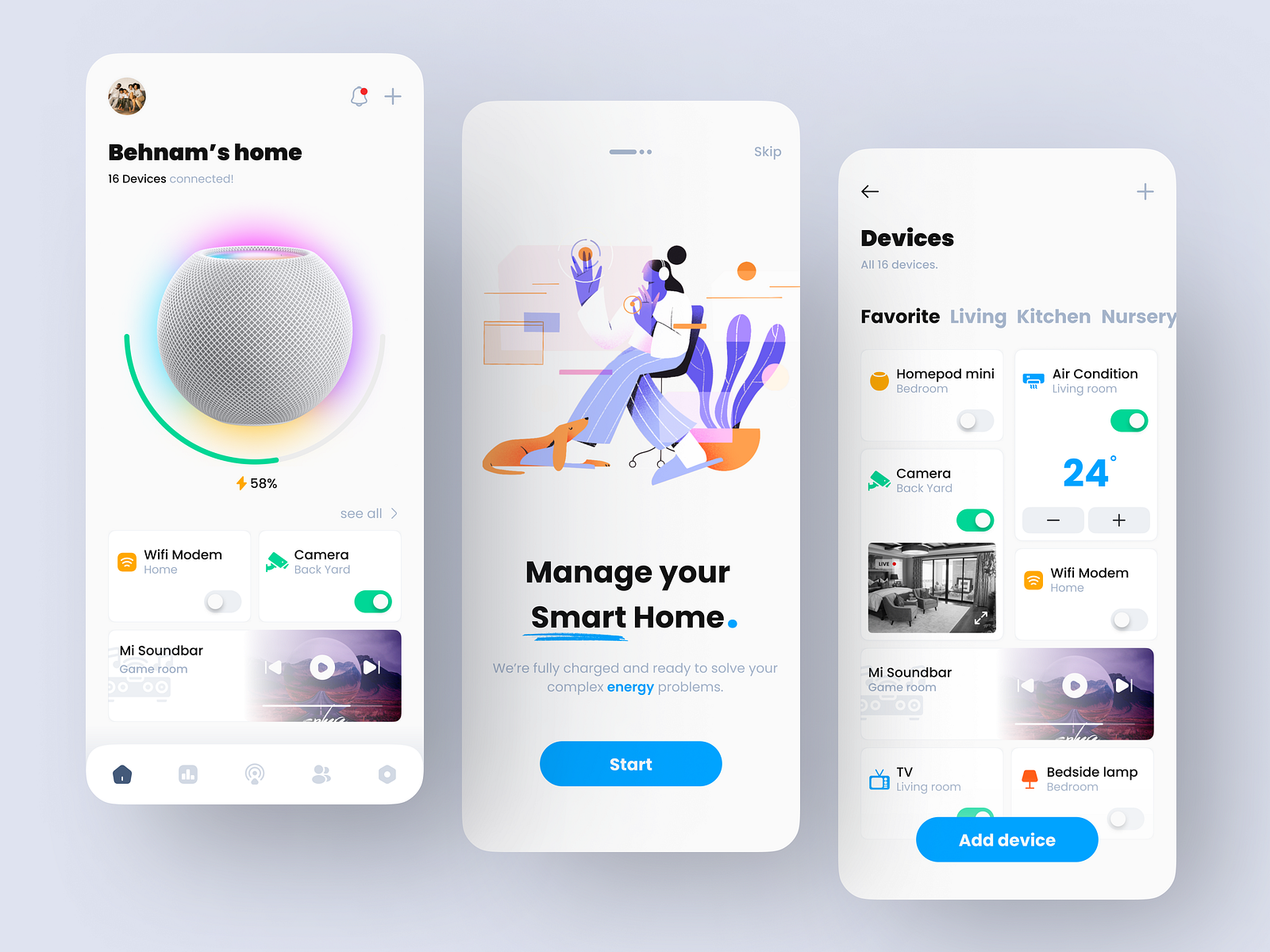 Smart Home - Light App by Behnam Vahani on Dribbble