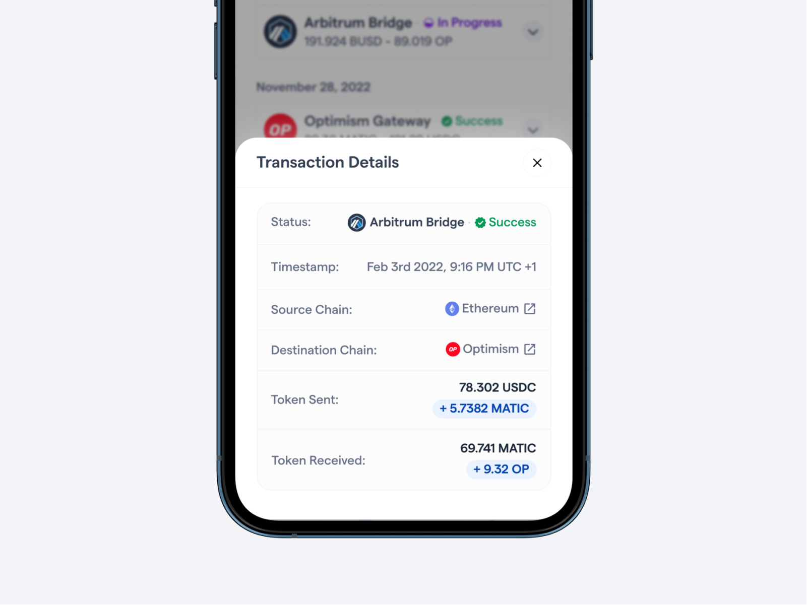 Bridge Tx Details blockchain bridge bridging crypto mobile transaction details tx details ui web3