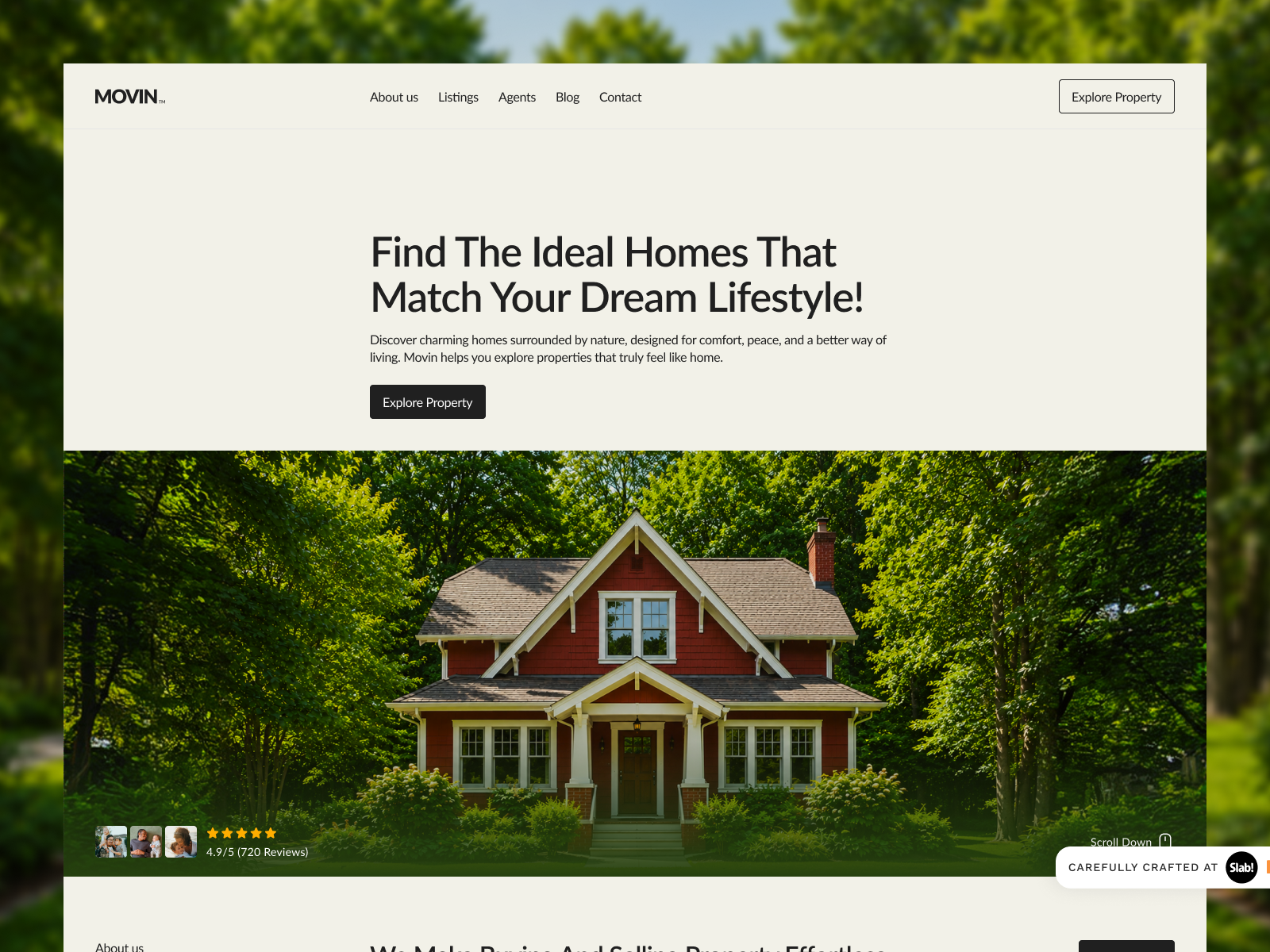 MOVIN — Real Estate Website design estate layout minimalism page realestate ui visual warm web webdesign