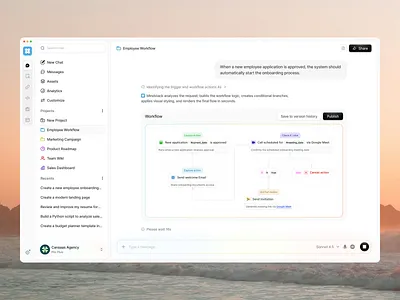AI Workflow Automation Dashboard ai assistant ai dashboard ai tools ai workflow ai workflow dashboard app design artificial intelligence builder cansaas clean dashboard design light mode minimalist product design saas ui uiux design ux