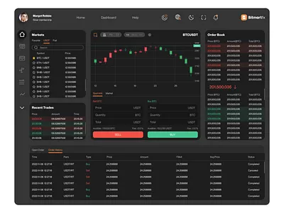 Cryptocurrency bitcoin btc coin coin market crypto cryptocurrency dark theme design financial market modern trade trading ui uiux web web design