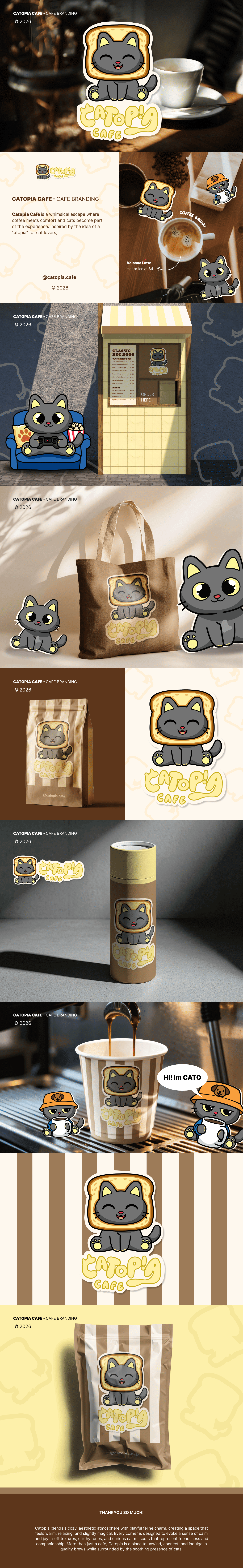 Catopia Cafe ☕ Cute Cat Mascot Branding brandidentity branding cafe cafebranding characterbranding characterdesign coffee coffeebranding cute foodbranding illustration mascot mascotbranding mascotlogo packaging packagingdesign