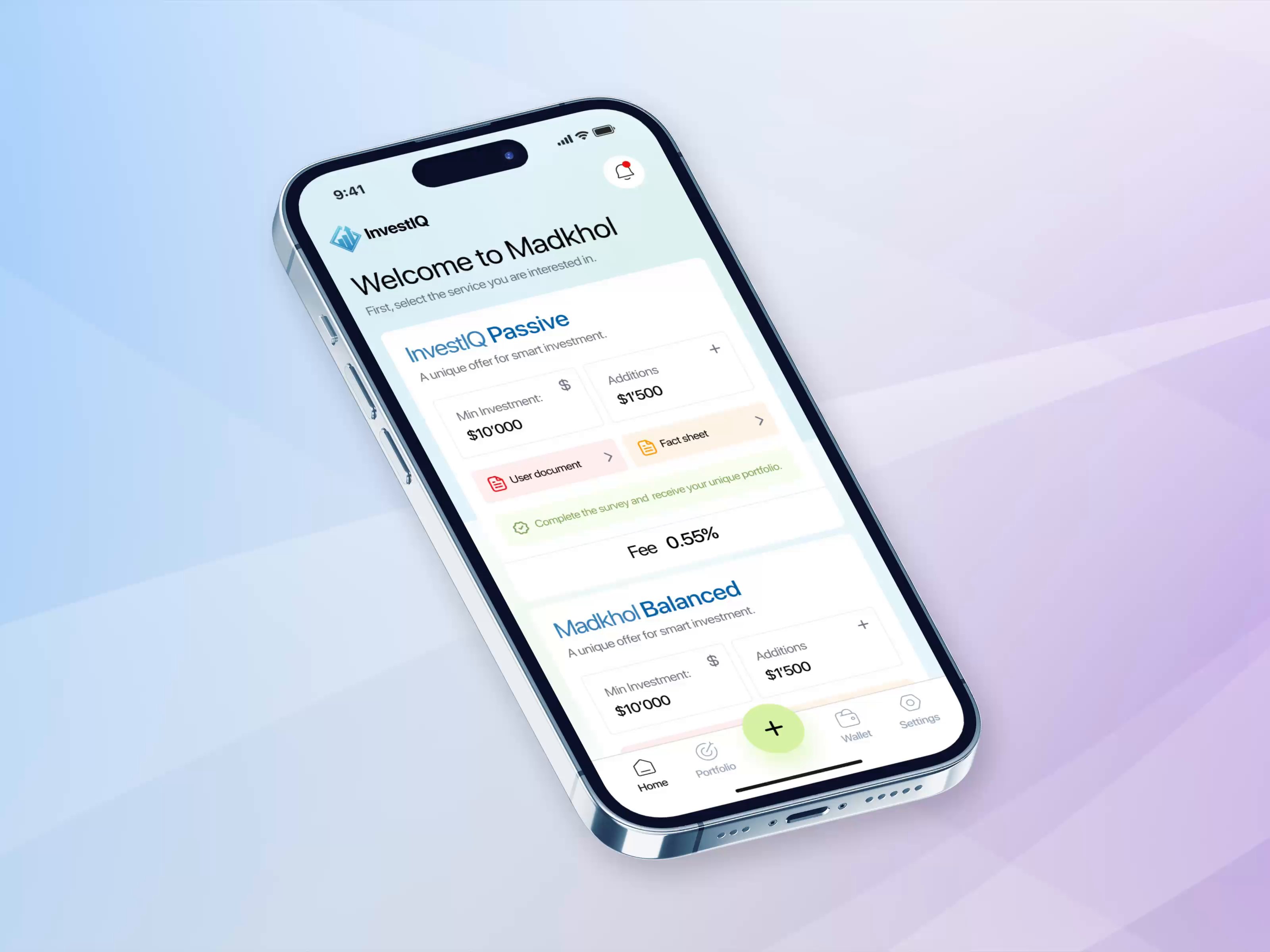 InvestIQ — Passive Investment Mobile App Design