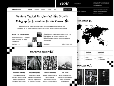 Black Venture - Venture Capital Landing Page black and white clean landing page mobile ui ui ux ux venture capital website
