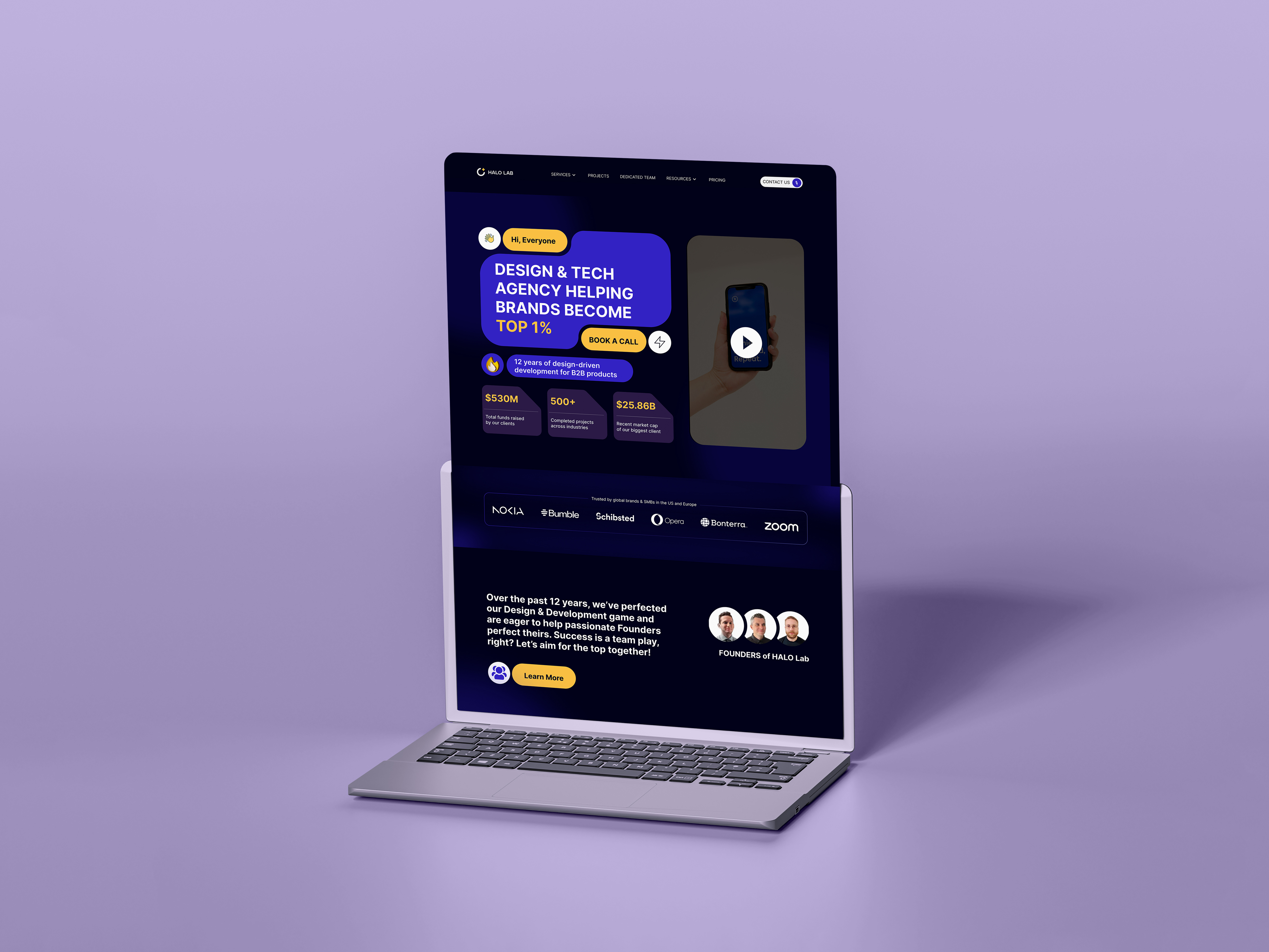 Modern Digital Agency Landing Page Design agency website branding creative agency dark mode dark ui digital agency homepage interface design landing page modern website product design saas design startup website tech website ui design ui ux ux design web design web ui website design