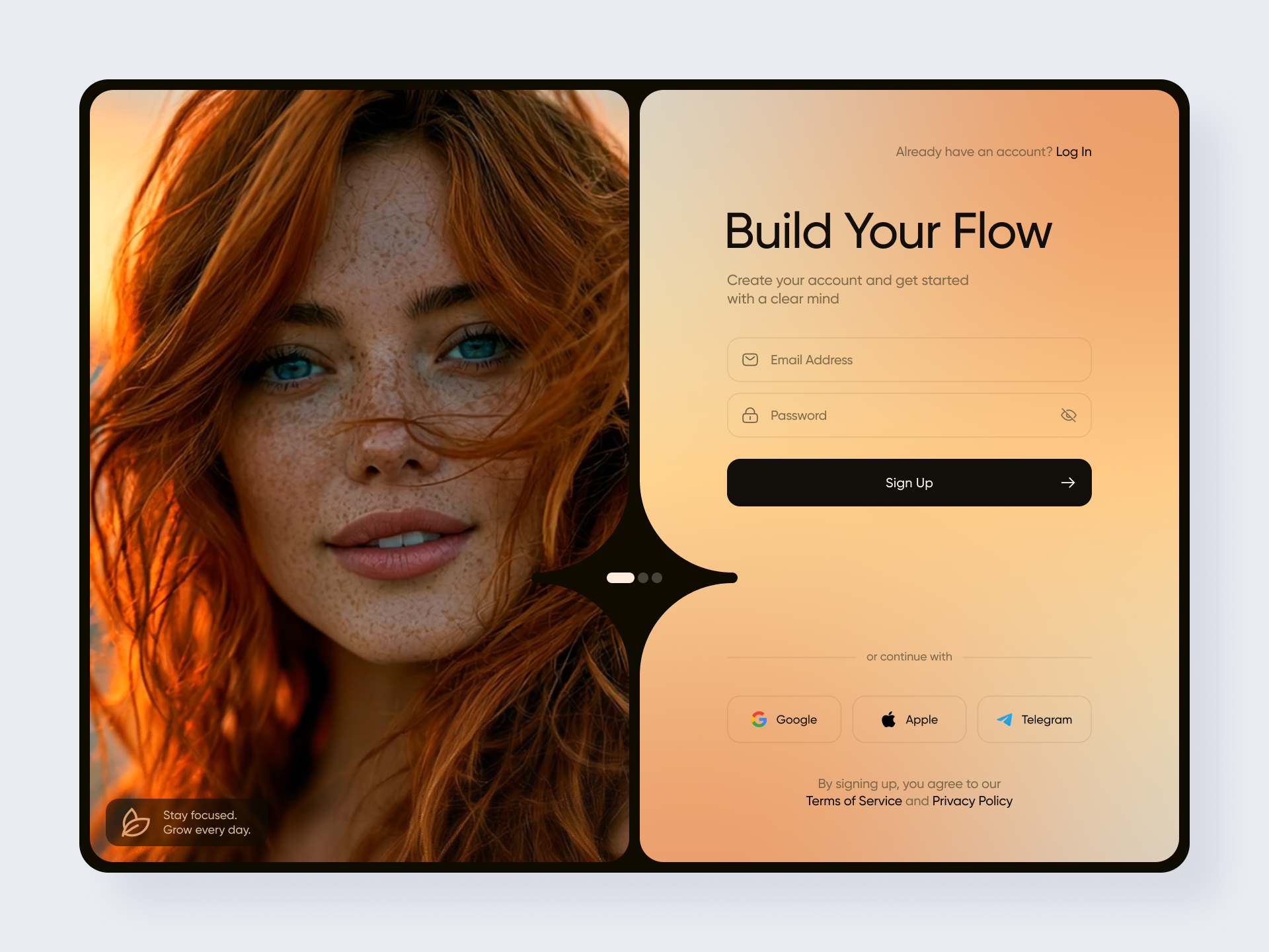 Growth Mindset Manager Signup Page by Alex Pavlov animation coaching gradients growth mindset habit tracker interaction design landing page modern onboarding personal growth product design productivity saas self improvement signup page smooth ui ui design user interface ux design web design