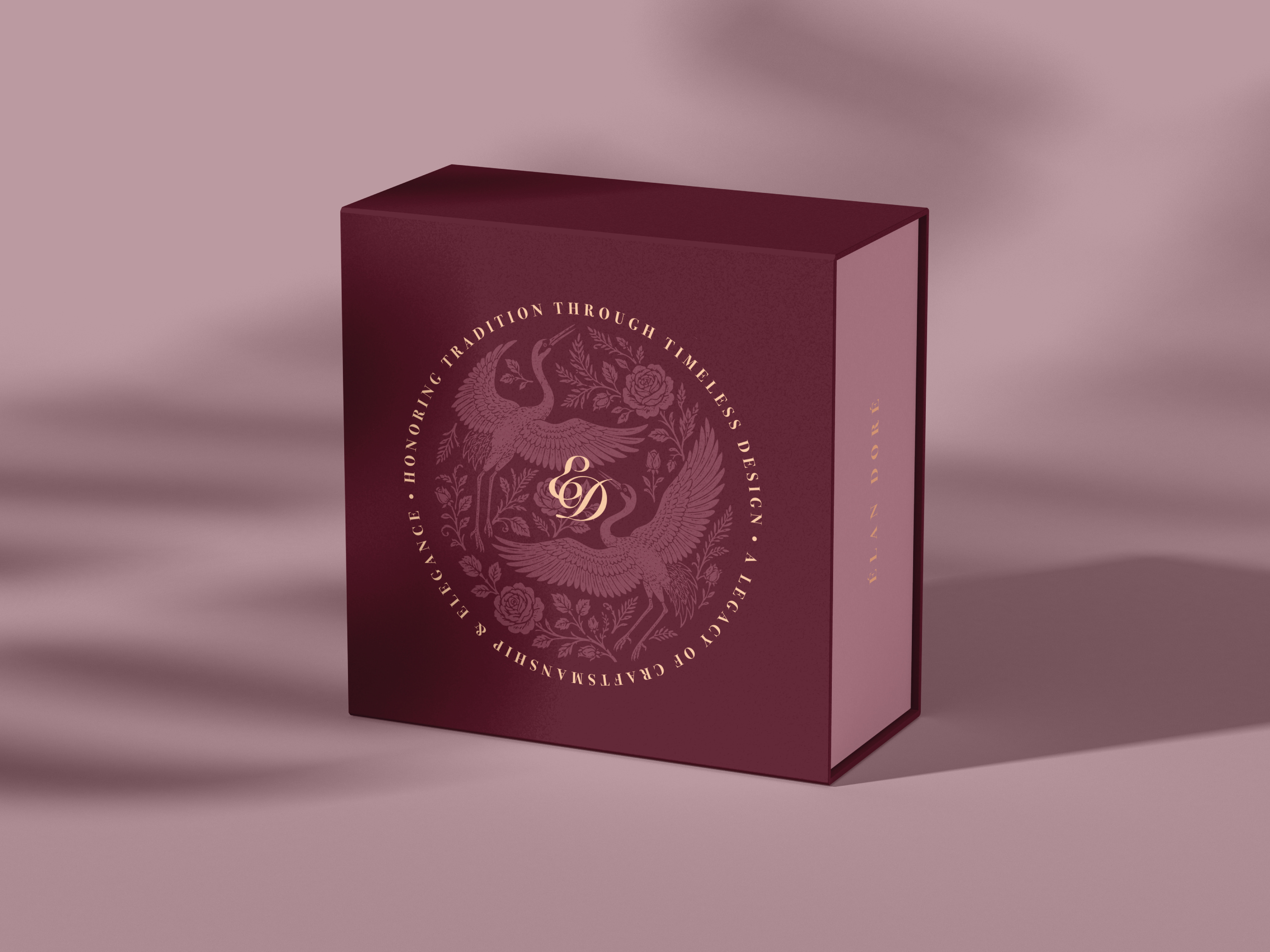Jewelry branding and packaging design cranes elegant graphic design illustration jewelry branding logo logo mark logo stamp luxury luxury box design monogram packaging design pattern illustration print print ready romantic script script monogram surface pattern vector
