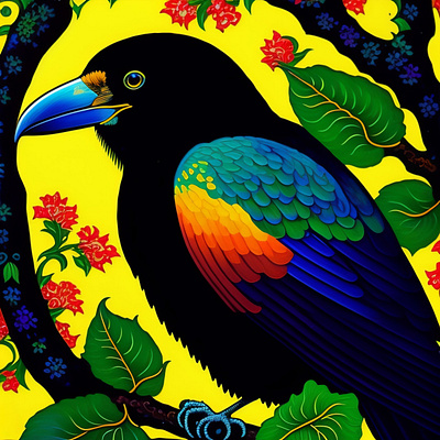 Hawaiian crow design generative ai graphic design illustration