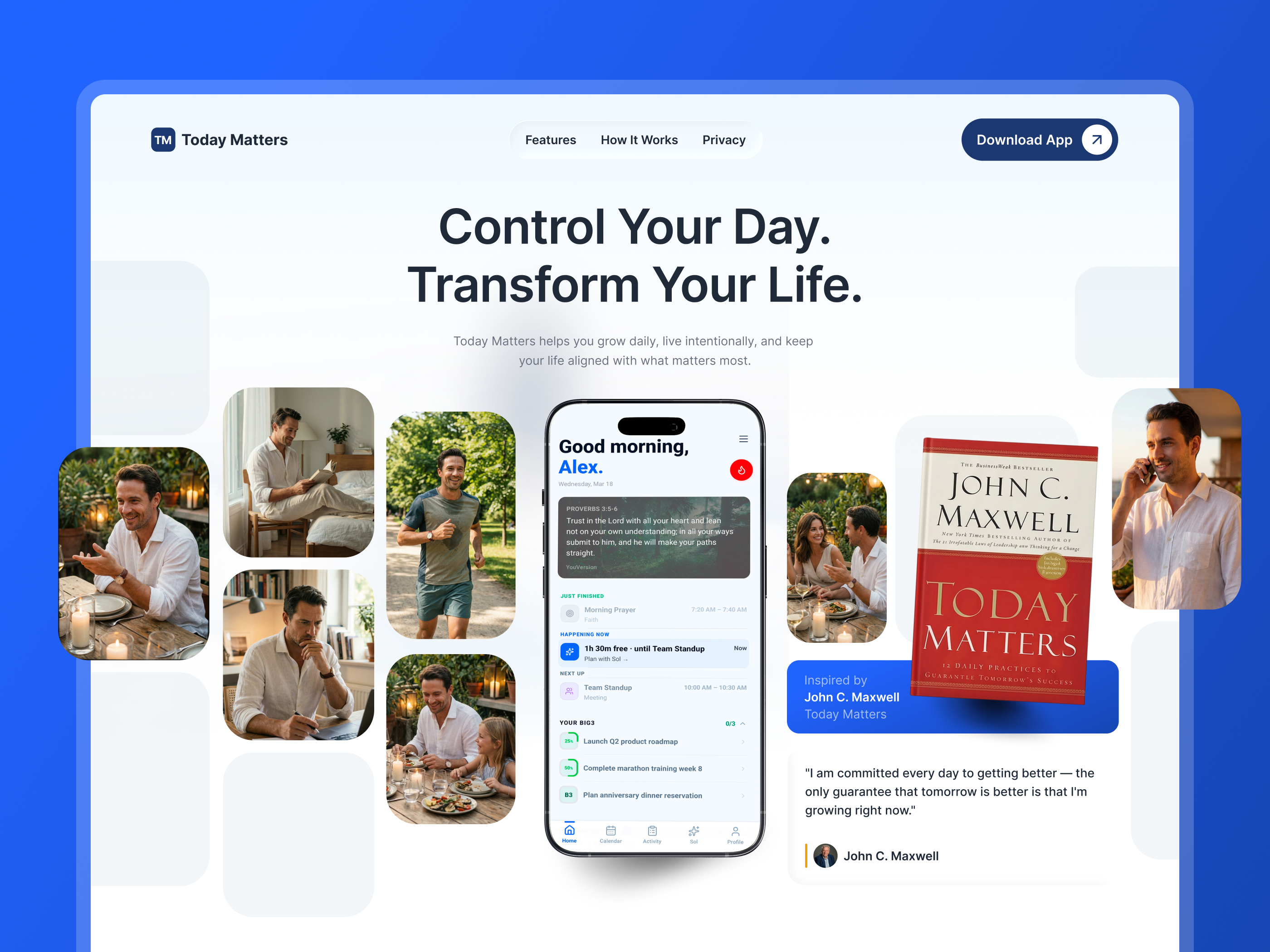 Today Matters app branding coaching design graphic design illustration landing page lifestyle logo ui ux ui design web design wellness