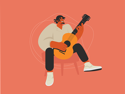Playing Guitar flat illustration guitar illustration