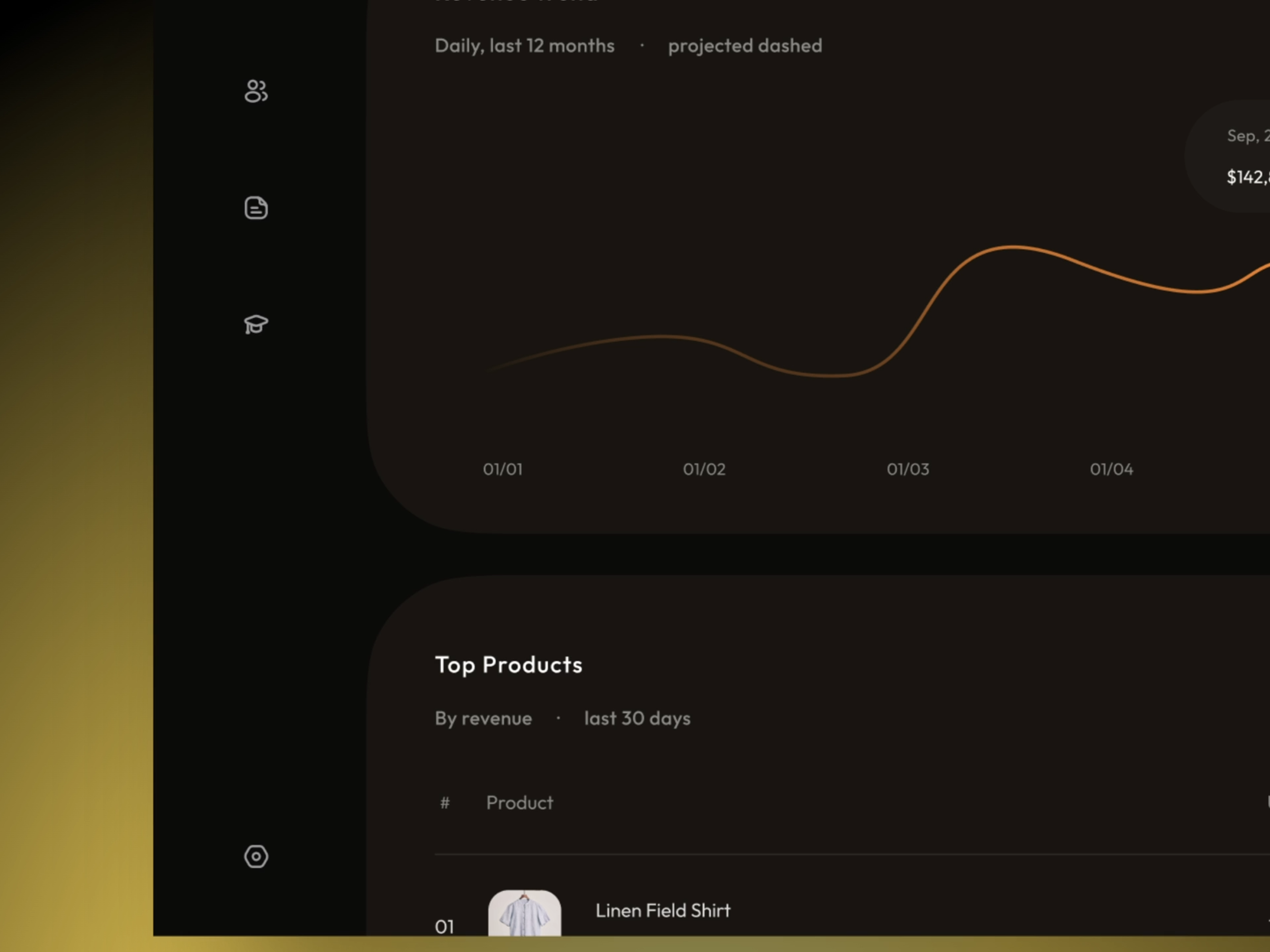 Dark SaaS Analytics Dashboard – Revenue, Orders & Conversion