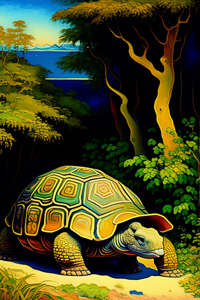 Galapagos tortoise generative ai graphic design illustration