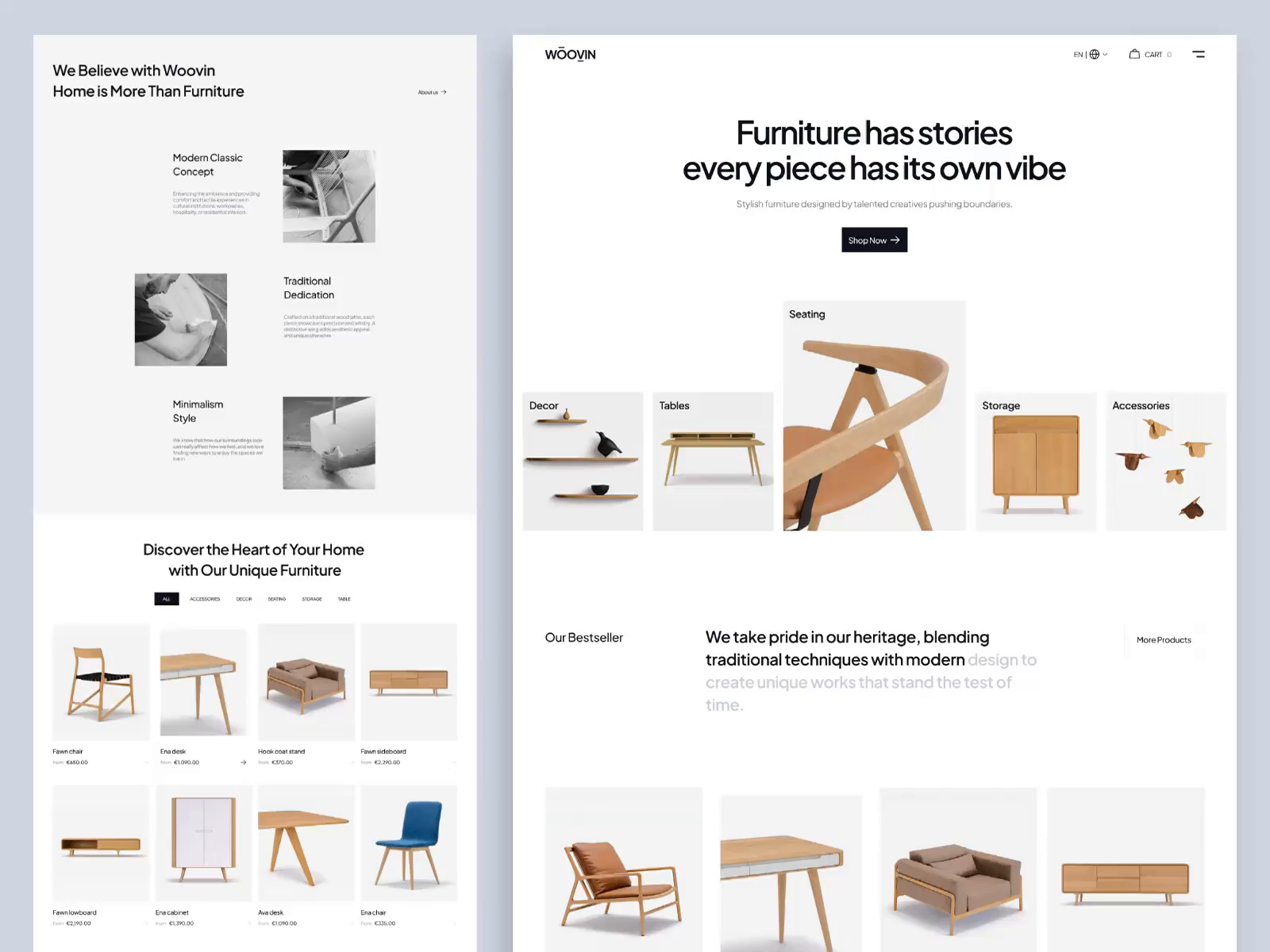 Example of Woovin - Furniture Landing Page Animation