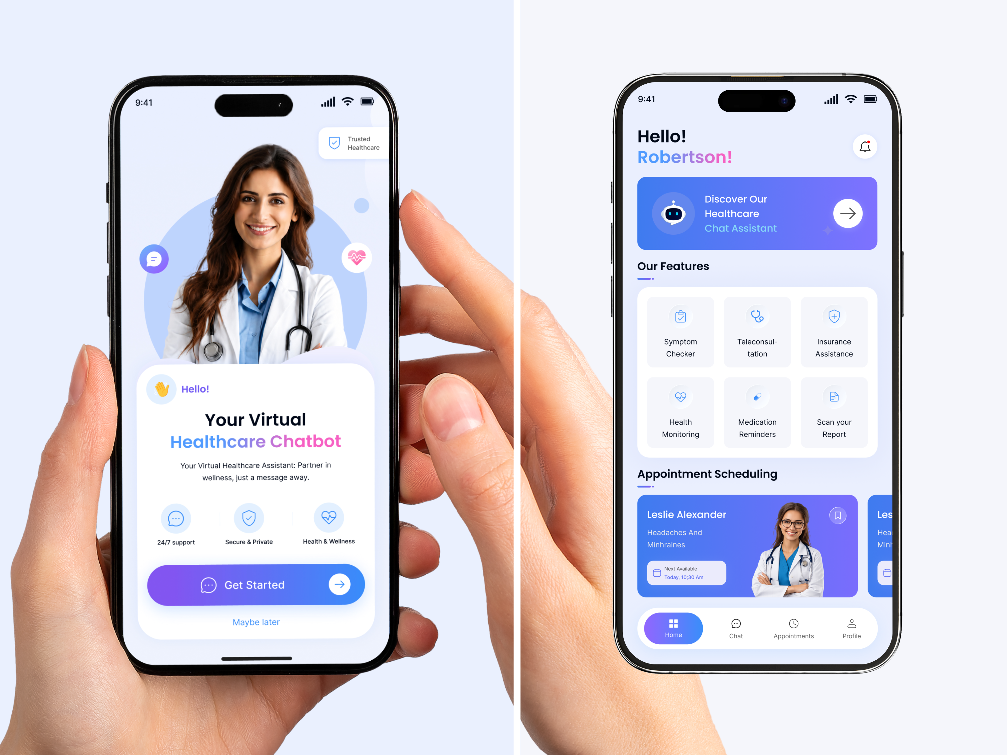 MediCare AI – Virtual Healthcare Assistant Mobile App ai healthcare app design clean ui dashboard ui doctor app figma design healthcare app healthtech medical app medicare ai minimal ui mobile app design telemedicine ui ux design ux design