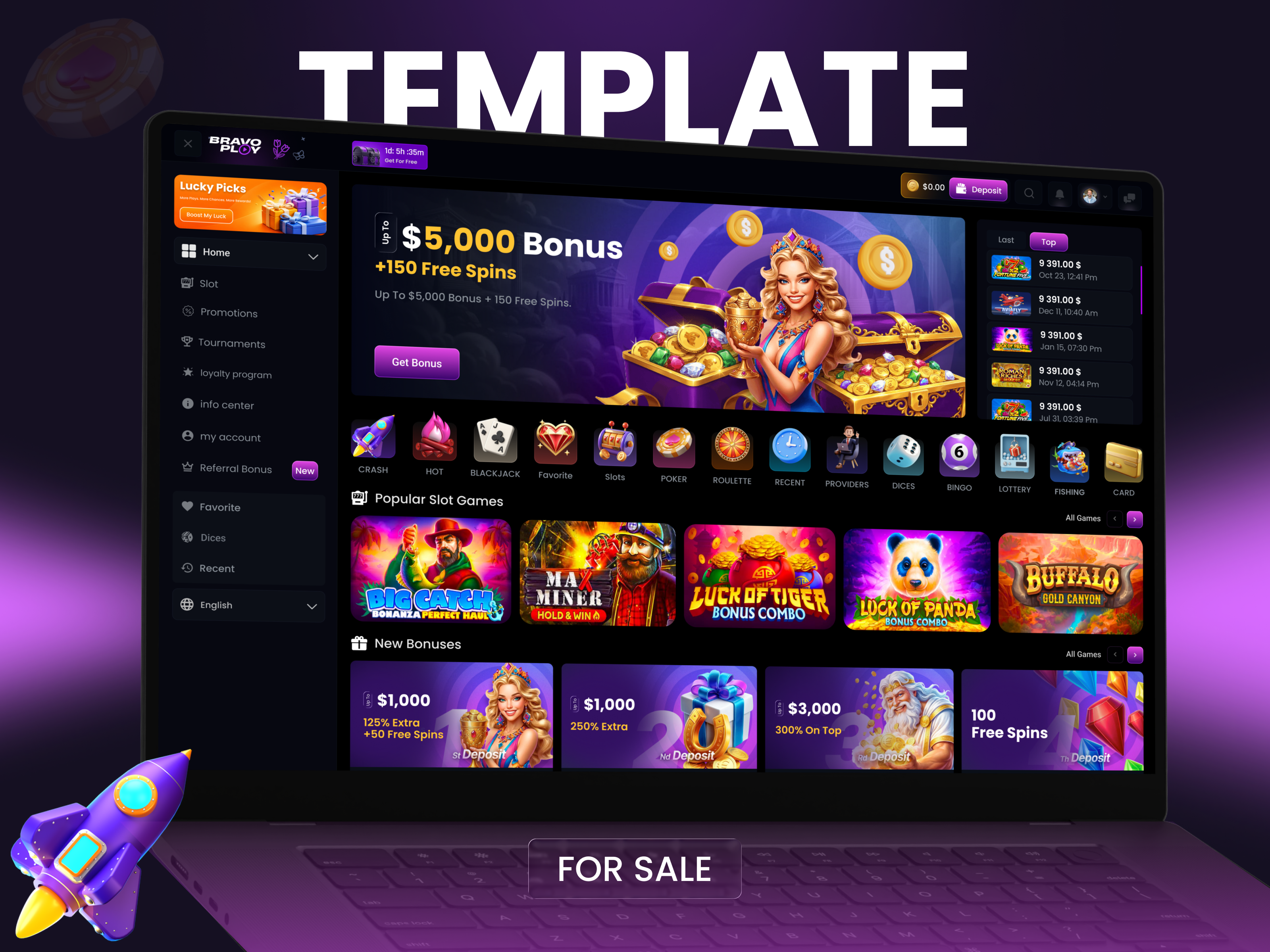 Example of Online Casino Web App Design
