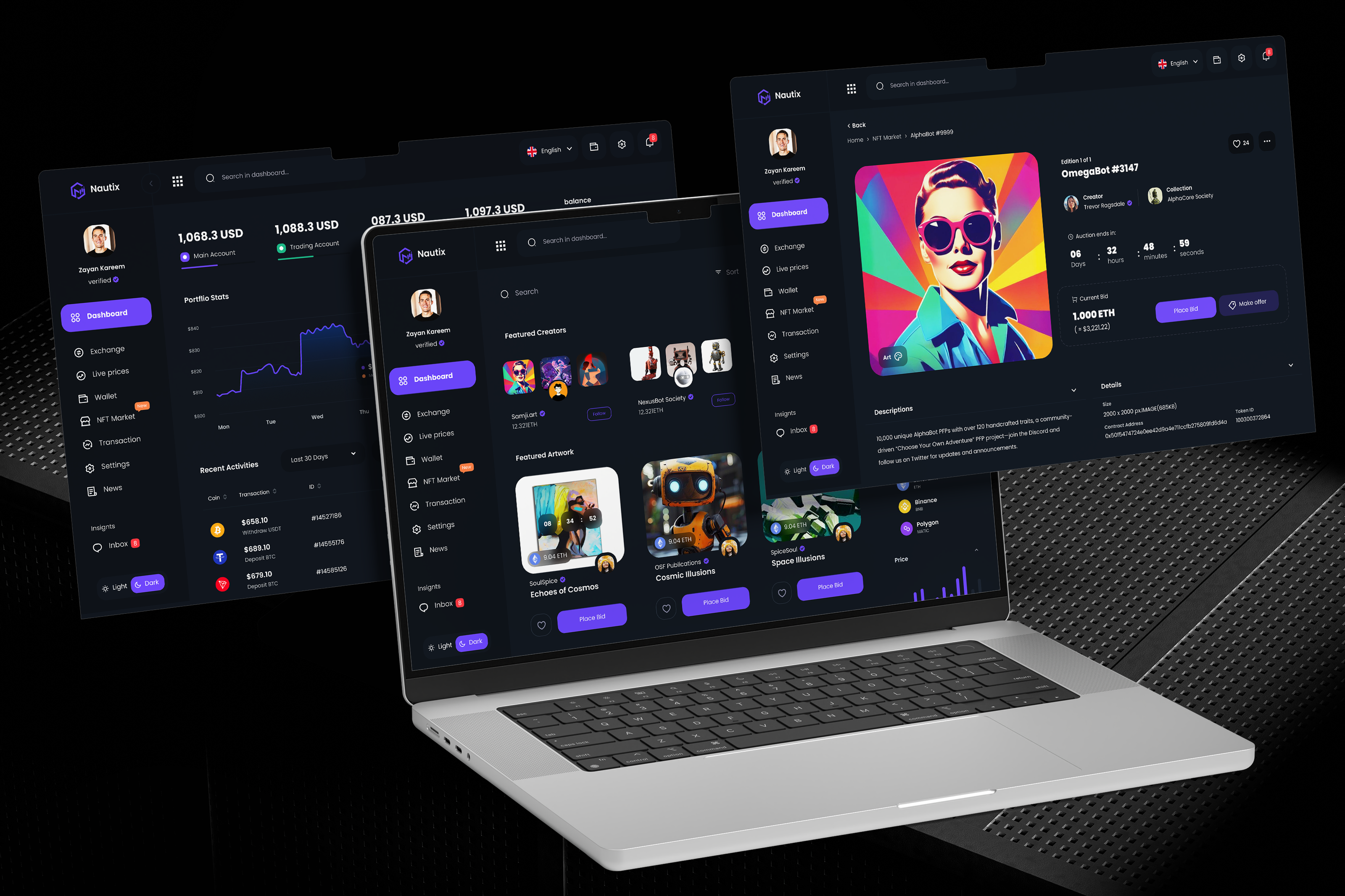 Nautix Crypto Exchange Dashboard UI UX Design