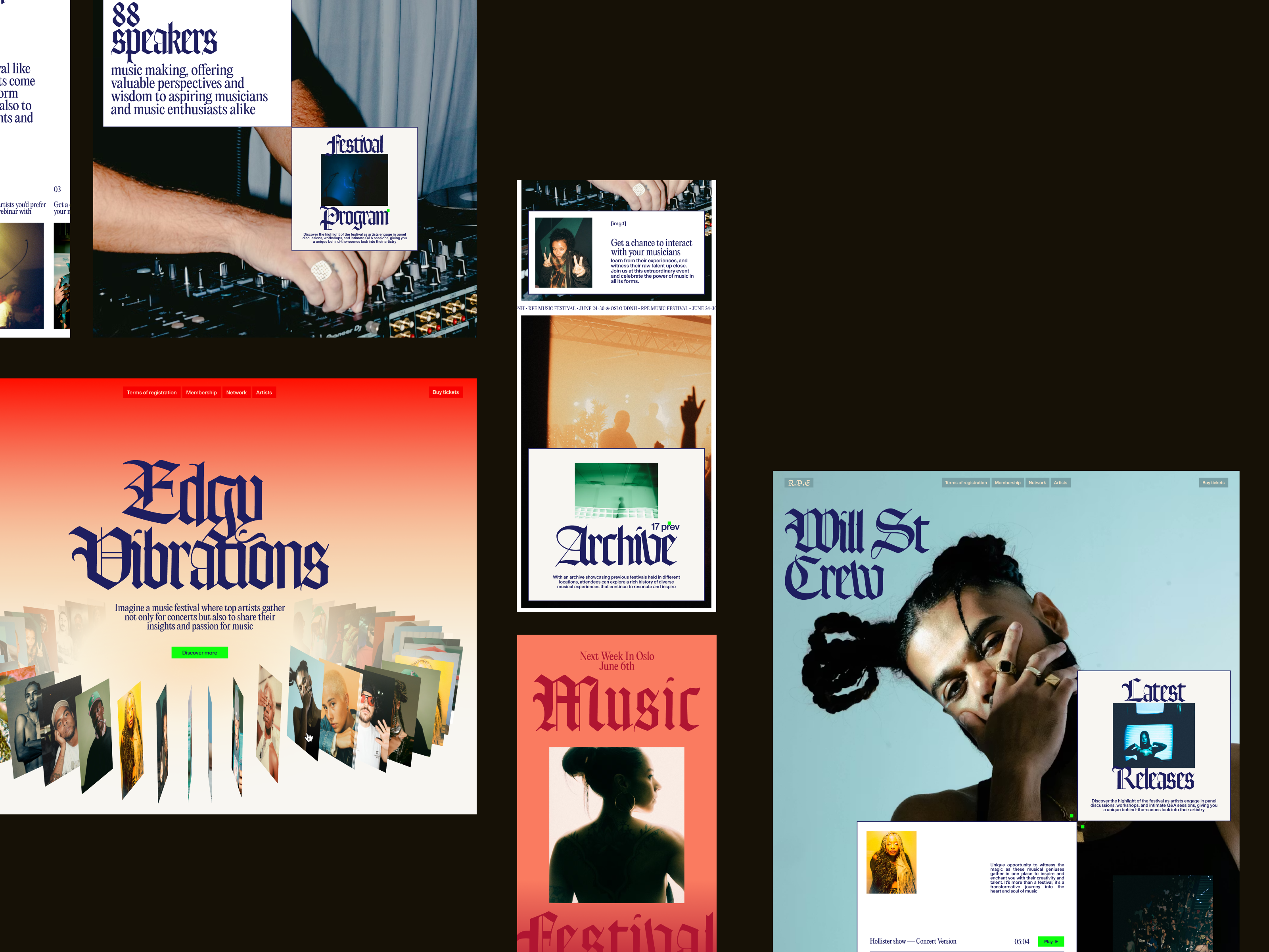 Music Festival UI Design—Blackletter Typography & Web Layout