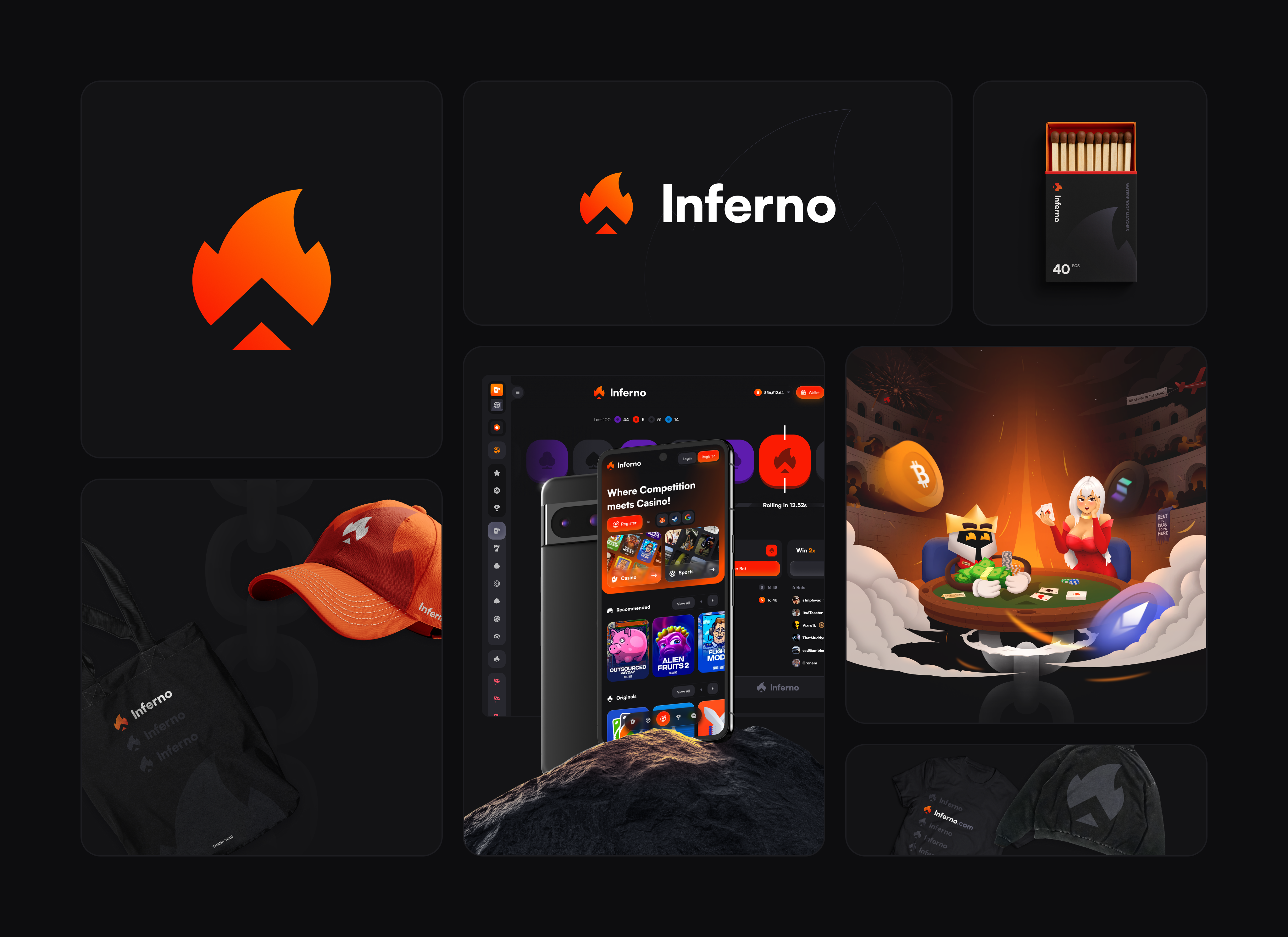 Inferno — Crypto Casino — Brand Identity & Web Design app design brand identity branding graphic design illustration logo product design web design
