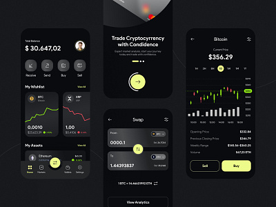 Crypto wallet - Mobile app appdesign bitcoin blockchain cryptocurrency cryptotrading digitalcurrency fintech mobile app design mobile ui mobileapp uidesign uxdesign walletapp