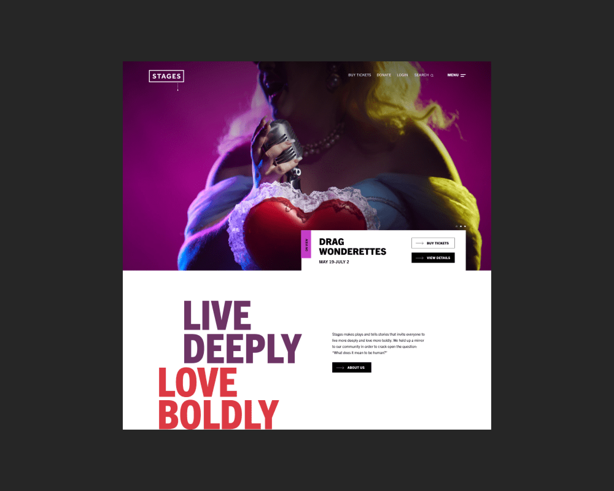 Stages Theater ux web design