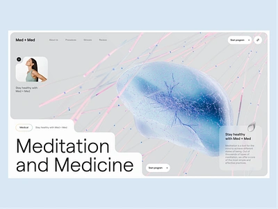 Meditation and medicine website health lifestyle healthcare hospital med tech med website medical medical landing page meditation meditation app meditation landing page medtech app mindfulness online meditation wellness