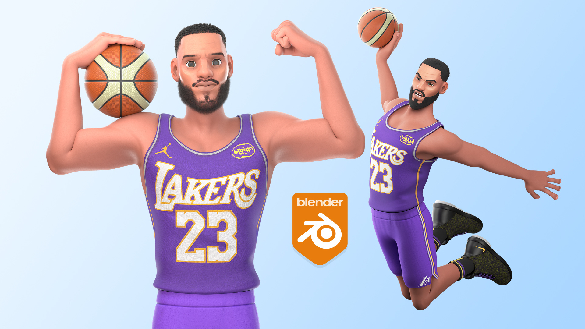Cartoon Lebron James NBA 3d basketball blender cartoon character dunk game illustration illustrations james lebron male man nba player render sport