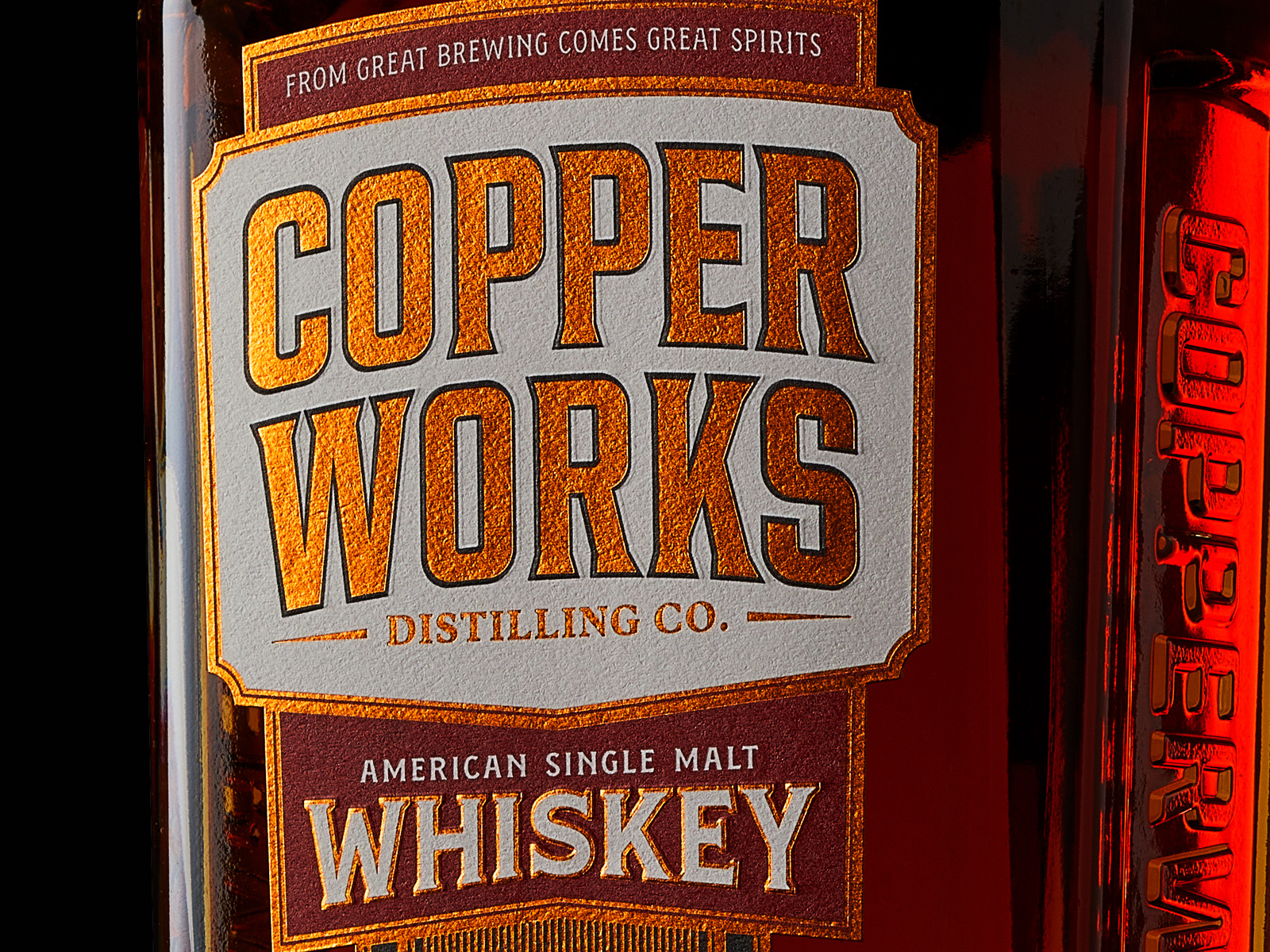 Copperworks Whiskey Packaging branding graphic design illustration logo packaging typography