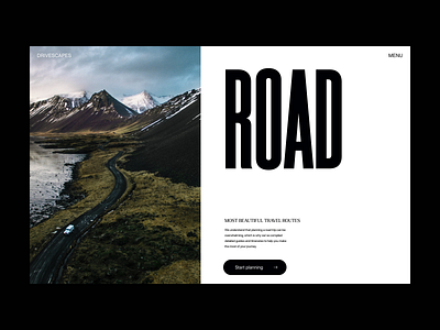 Travel - Car Roads branding car design grid header minimal travel typography ui ux web