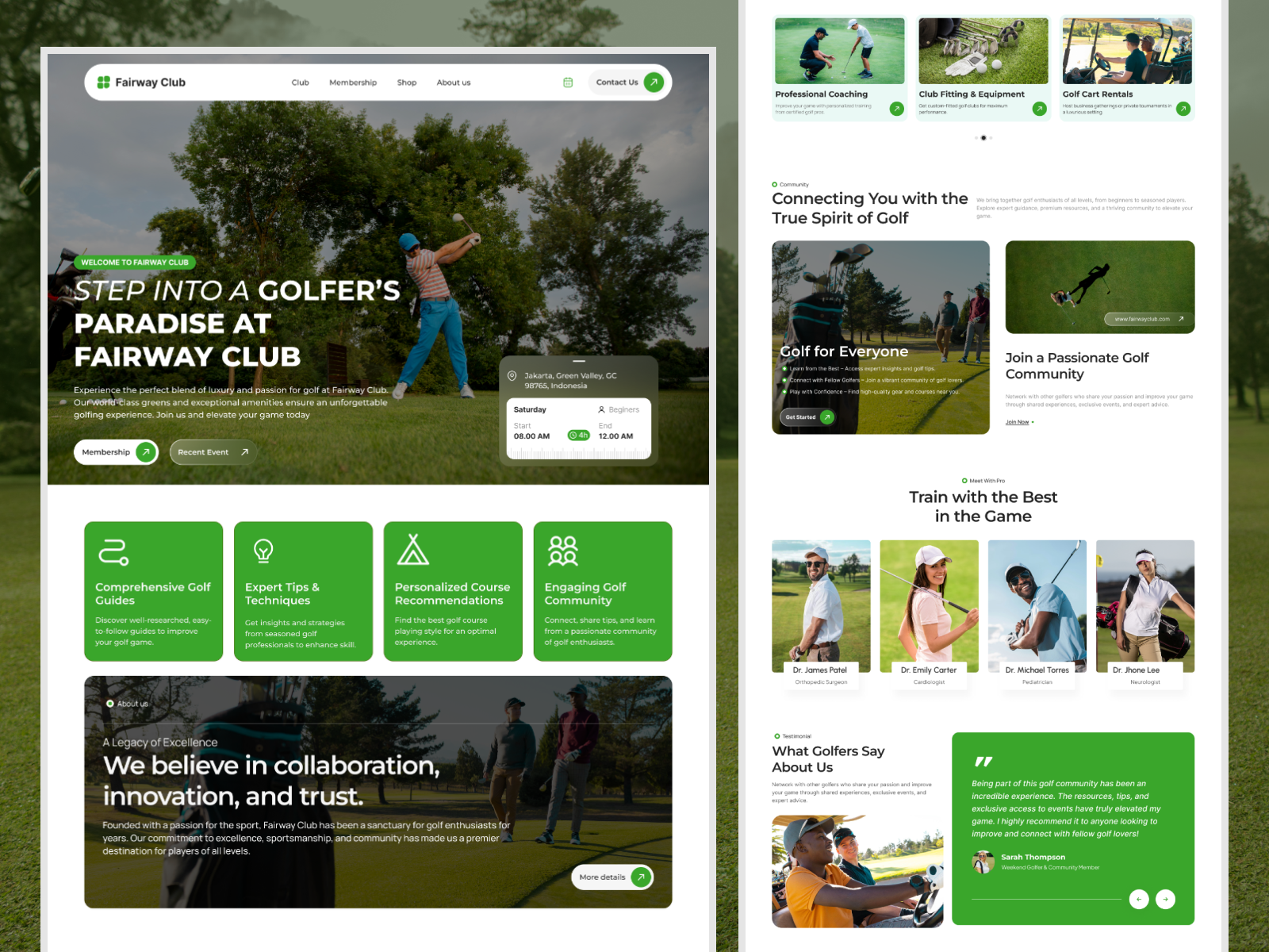 Golf Club Website UI Concept club website daily ui development dribbble figma golf golf club landing page sport clubs sport website sports website ui design uiux web web design web design agency wesbite design wordpress website wrodpress web design
